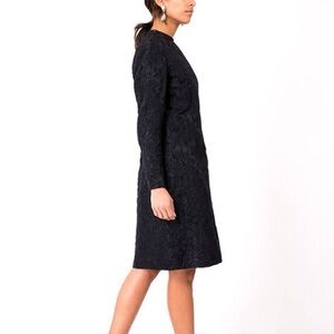 H&M size S, long sleeve black dress with jacquard print, scoop neck